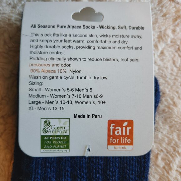 ALPACA Unisex Soft Socks Antimicrobial Temp Adjusting Partially Handmade NWT - Picture 5 of 7